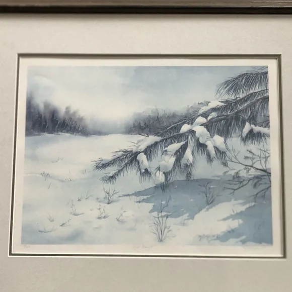 Winter Landscape Framed Artwork Signed - Picture 3 of 16